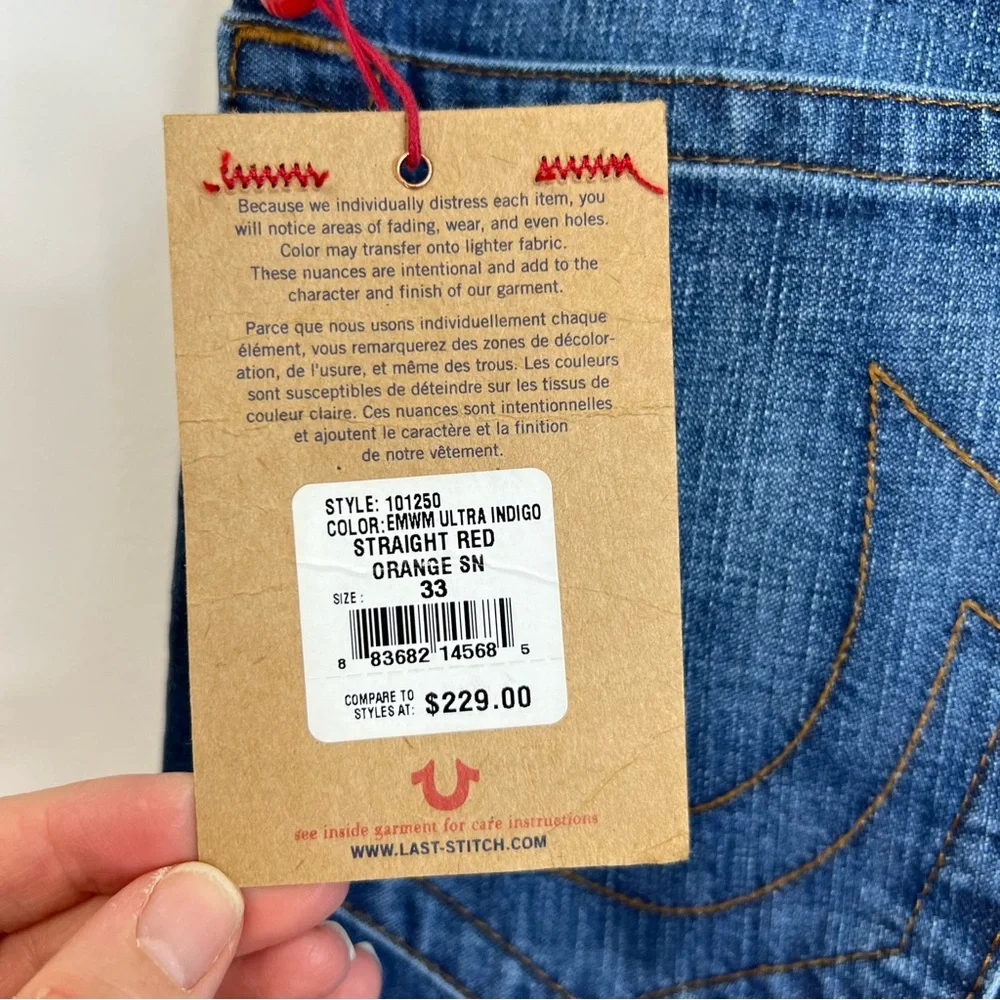 True Religion Straight Fit Jeans 101250 Ultra Indigo Men’s Size 33 x 34 NWT